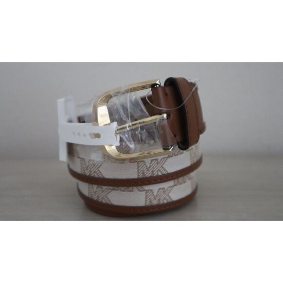 Michael Kors 29556226C 200 Womens Sz M Brown Signature "MK" Logo Cotton Belt $68 - Picture 1 of 11